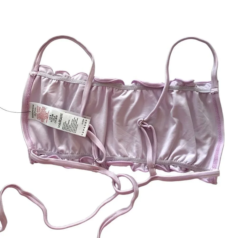 Topshop Lilac Shiny Frill Bikini Top